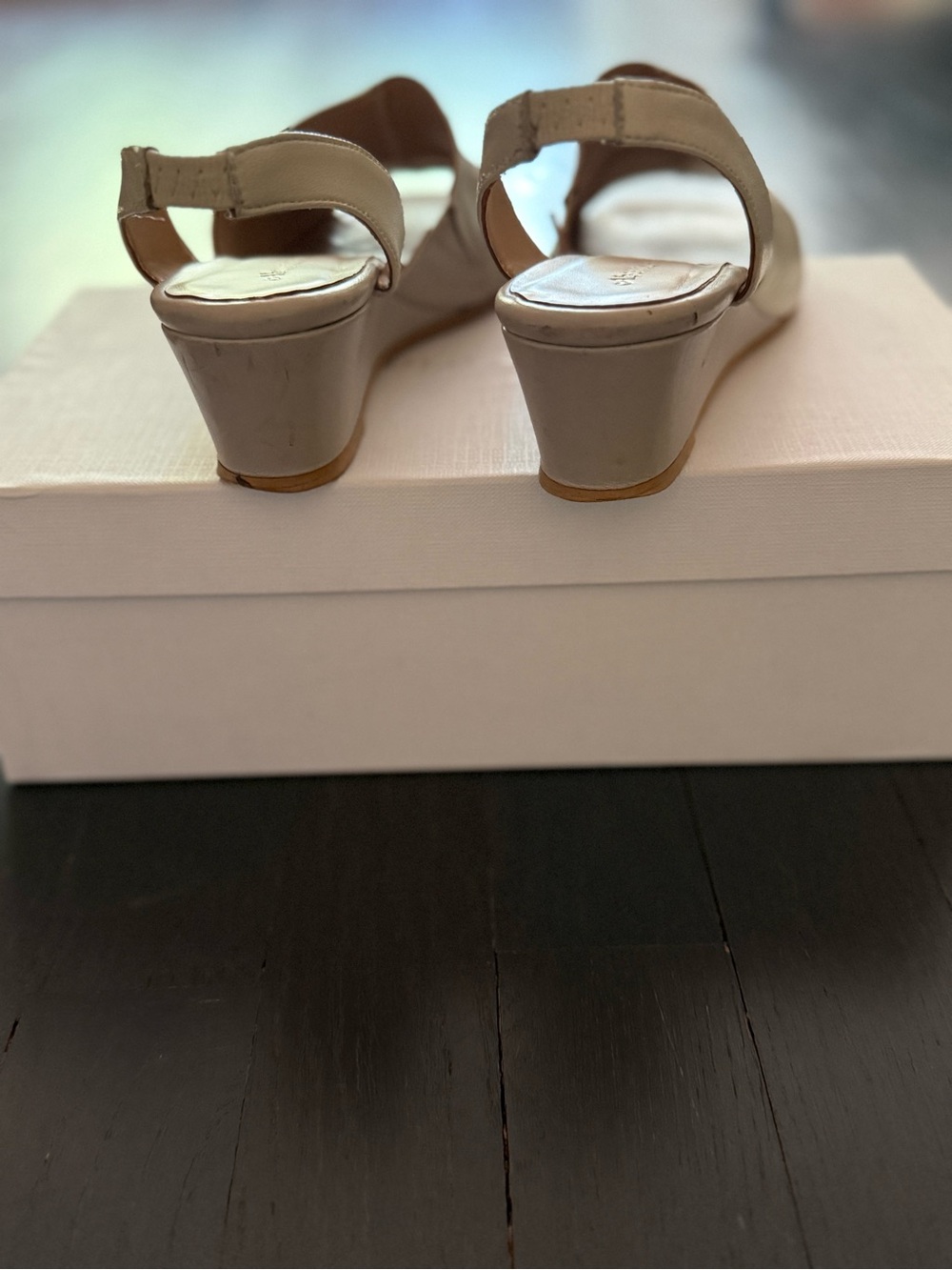 Leather Open-Toe Slingback Mules in Beige - Picture 5 of 6